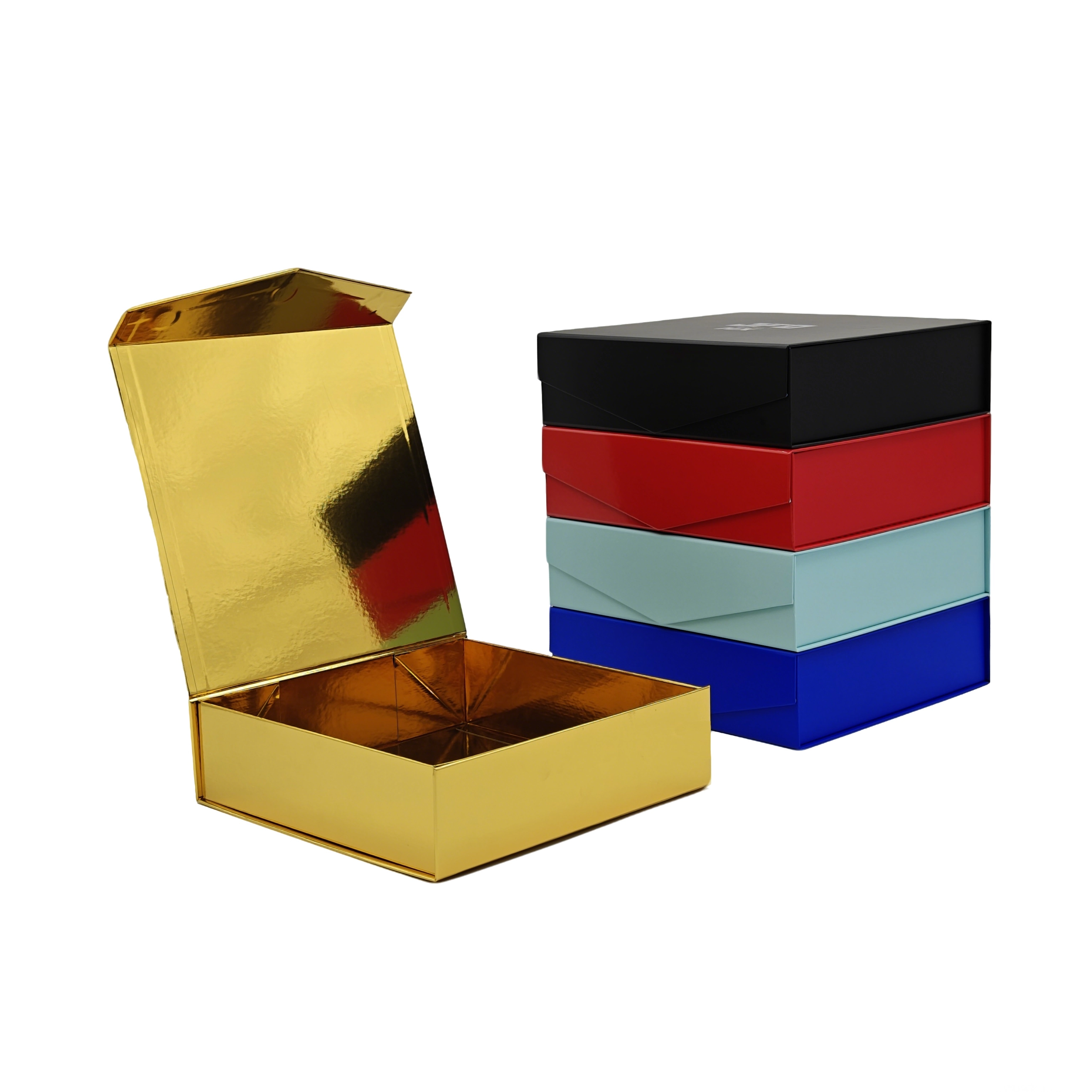 Flip top magnetic closure box with premium rigid gift packaging structure